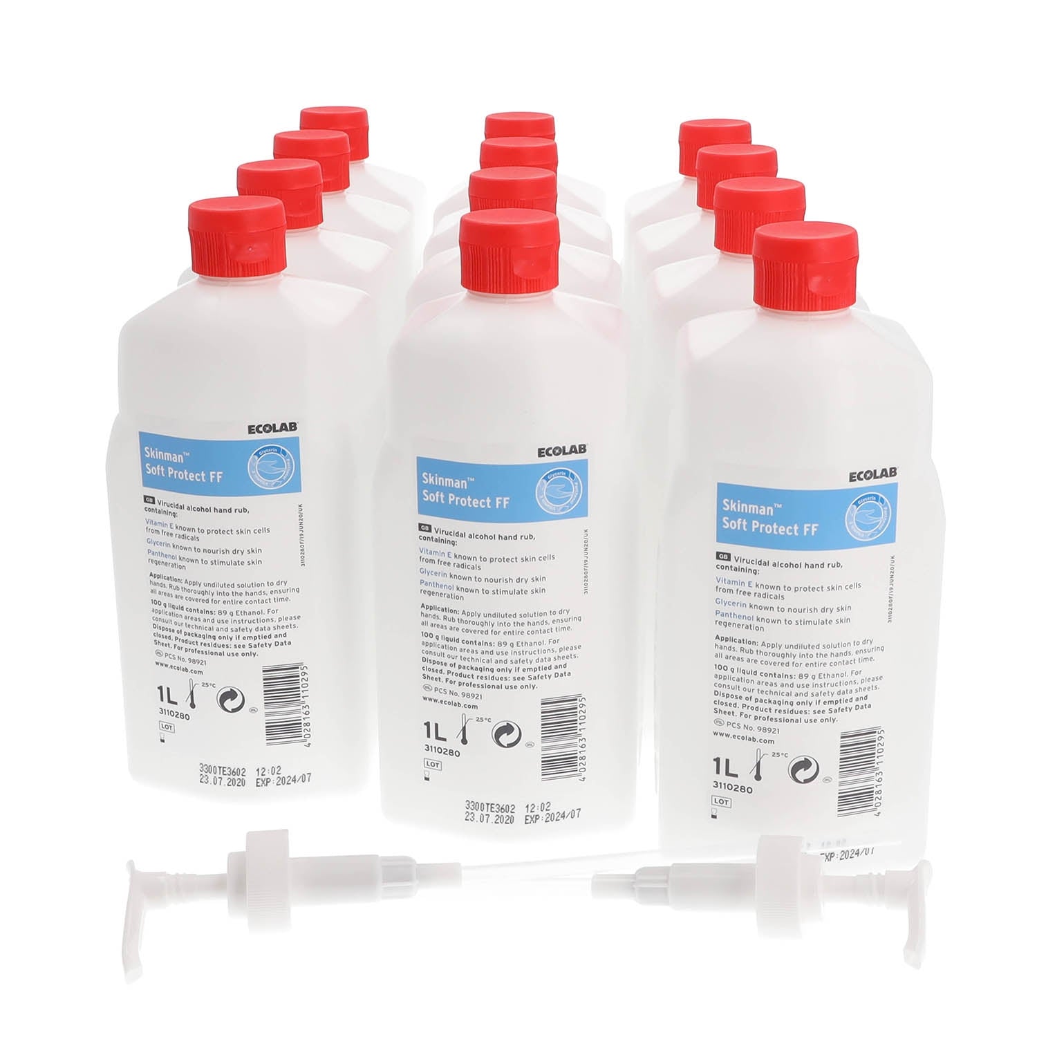 Ecolab Soft Protect 1 Litre Alcohol Hand Rub Sanitiser (Box of 12 Bottles) BUY ONE, GET ONE FREE - Ecolab