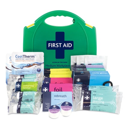 BS8599-1 Medium Workplace First Aid Kit in Glow In The Dark Aura Box - 3401 - Reliance