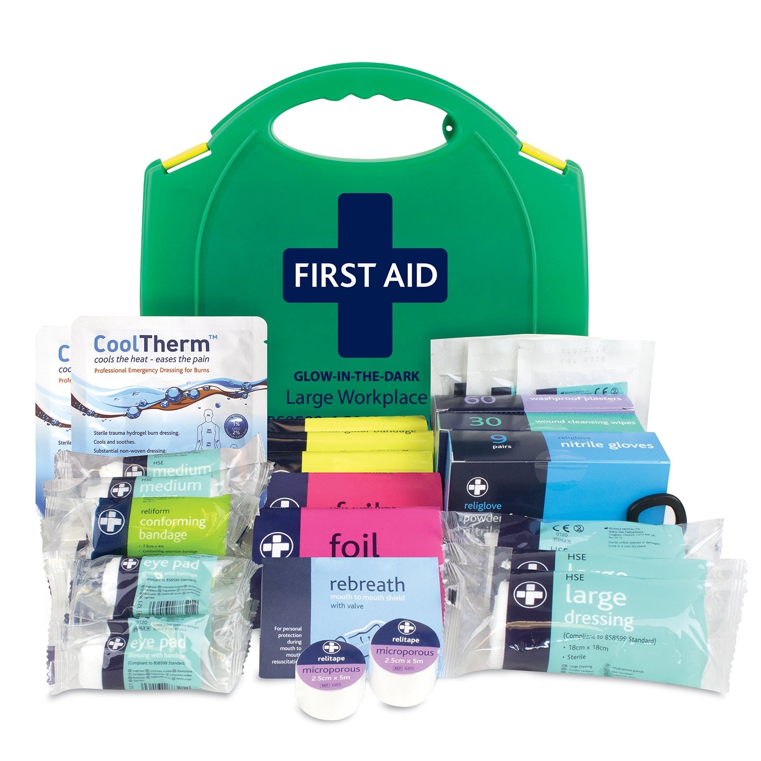 BS8599-1 Large Workplace First Aid Kit in Glow In The Dark Aura Box - 3402 - Reliance