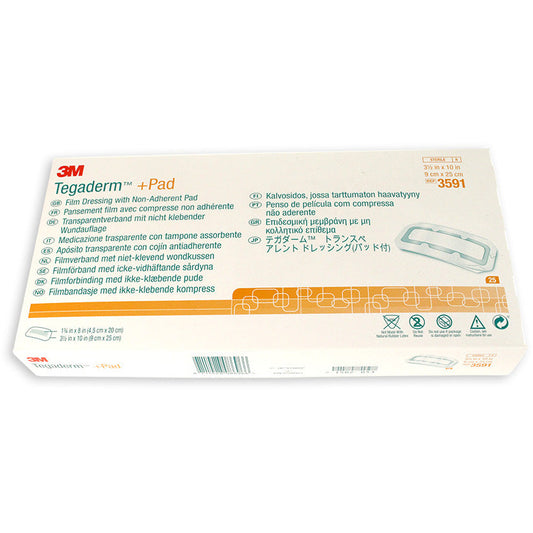 3M™ Tegaderm +pad Film Dressing with Non-Adherent Pad (9 x 25cm) - Box of 25 - 3M