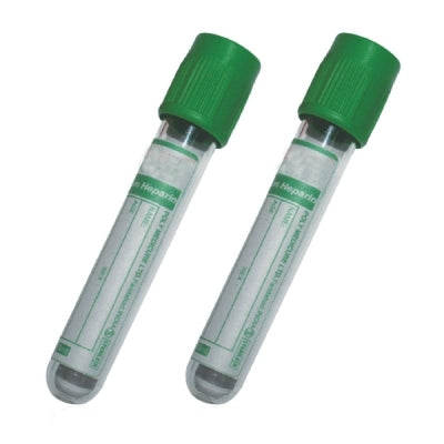BD Vacutainer Plastic Lithium Heparin Tube, 2ml with Green Hemogard - Per 100