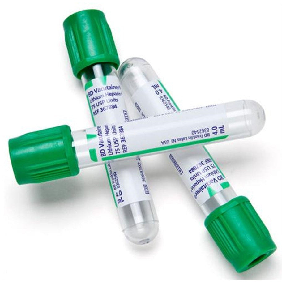 Vacutainer Tube 10ml, 16x100mm, Green  - Per 100 - Becton Dickinson
