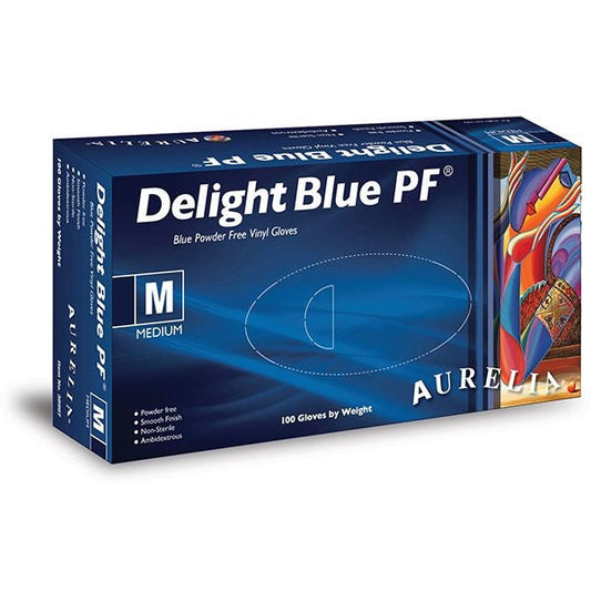 Aurelia Delight Blue PF - Vinyl - Powder Free - Examination Gloves L - Box of 100