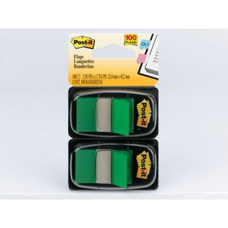 Post-It Index Dual Pack 25 X 44mm Green - 2 Dispensers of 50 - Lyreco
