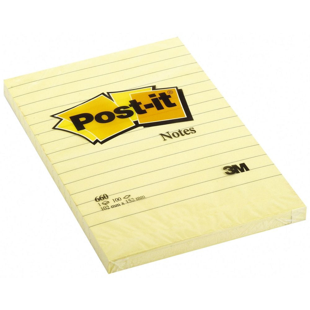 Post-it Notes XXL 102 x 152mm Lined Canary Yellow (Pack of 6) - Post-it