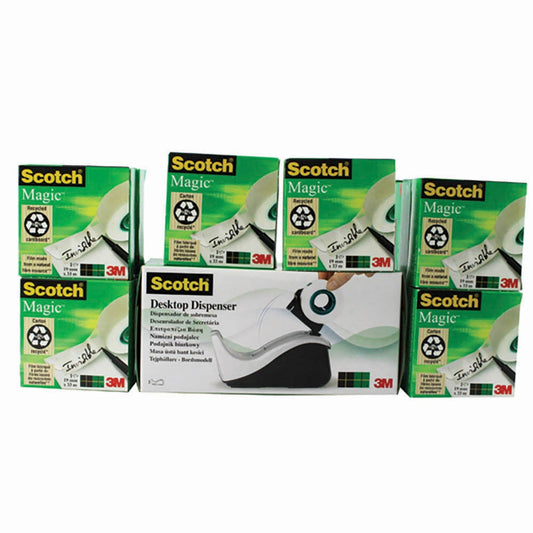 Scotch Magic Tape 810 19mm x 33m (Pack of 16) with Free Dispenser - Scotch