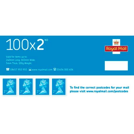 2nd Class Postage Stamps - Pack of 100