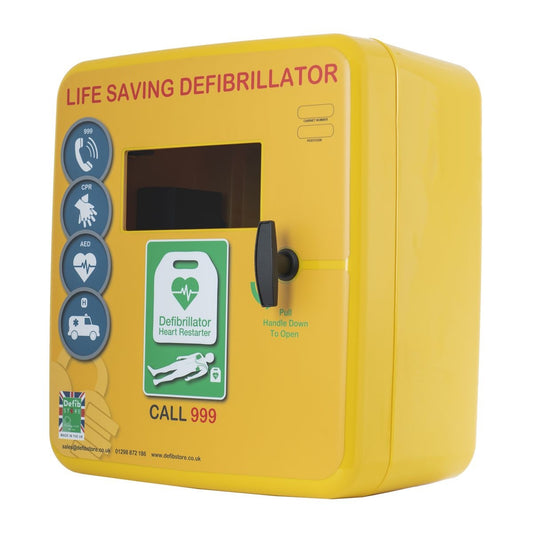 Defibstore 4000 - Defib Cabinet w/ Heater & Light - Unlocked - Yellow