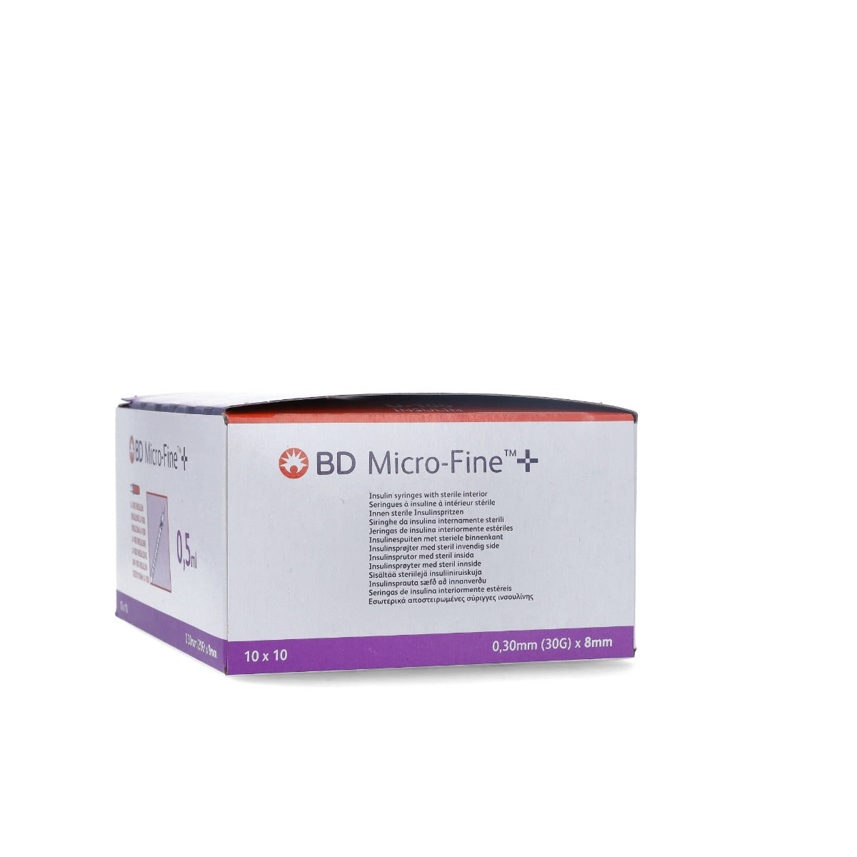 BD Micro Fine+ 0.5ml U100 Insulin Syringe & Needle 30g x 8mm x 100