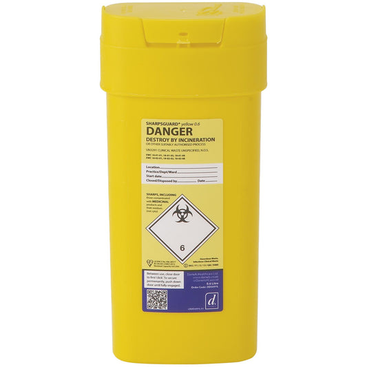 Sharpsguard Yellow 0.6 Ltr Sharps Bin