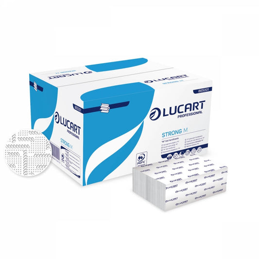 Strong Lucart M-fold 2ply - White 22.5 x 32cm (pure 865001) - 1 box of 1875 - Paperline