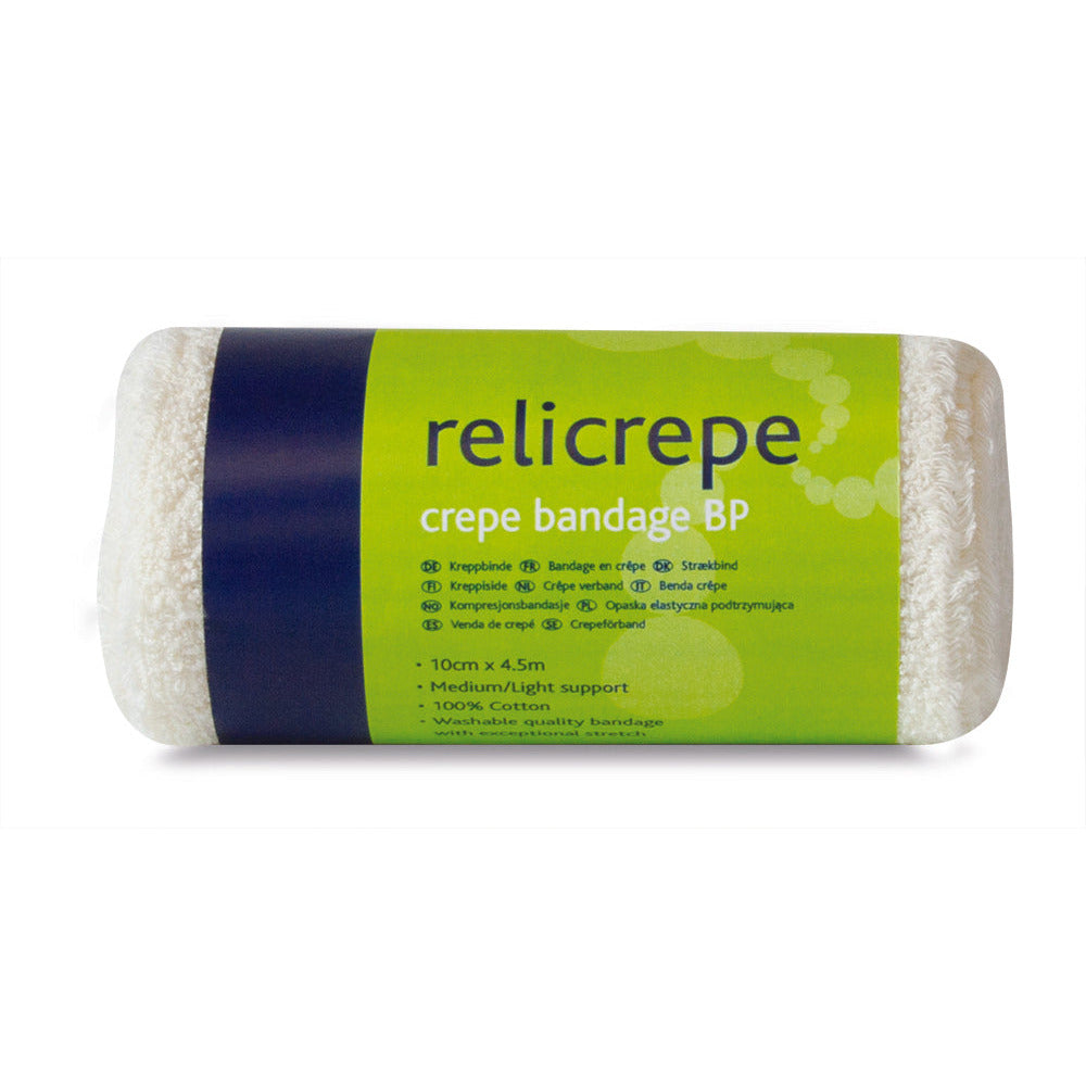 Relicrepe Bandage BP White 10cm x 4.5m - Reliance