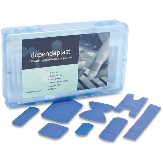 Dependaplast Blue Food Area Plasters - Assorted x 120 - 
