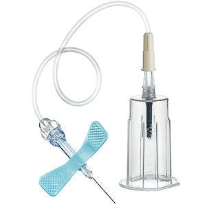 Safety Blood Collection Set, Blue, 23Gx19cm, with Holder, Sterile - Pack of 10 - GBO