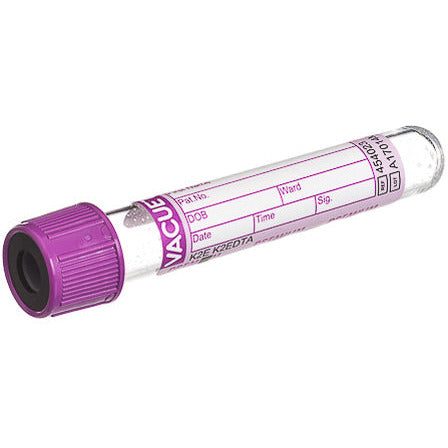 VACUETTE® PREMIUM Tube, K2EDTA, 4ml, 13x75mm, Purple/Black, Sterile  - Pack Of 50