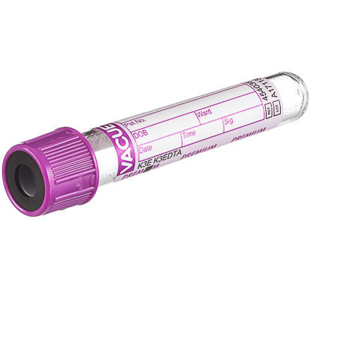 VACUETTE® PREMIUM Tube, K3EDTA, 4ml, 13x75mm, Purple/Black, Sterile - Pack Of 50