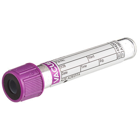 VACUETTE® Tube, K2EDTA, 4ml, 13x75mm, Purple/Black, Sterile - Pack Of 50