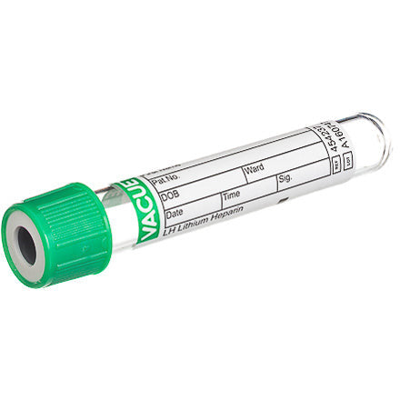 VACUETTE® Tube, LH, 2ml, 13x75mm, Green/White, Sterile  - Pack Of 50 - GBO