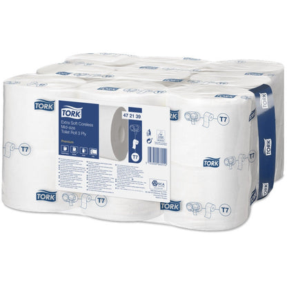 Tork 3ply Extra Soft Coreless Mid-Size Toilet Roll Premium x 18 - Tork