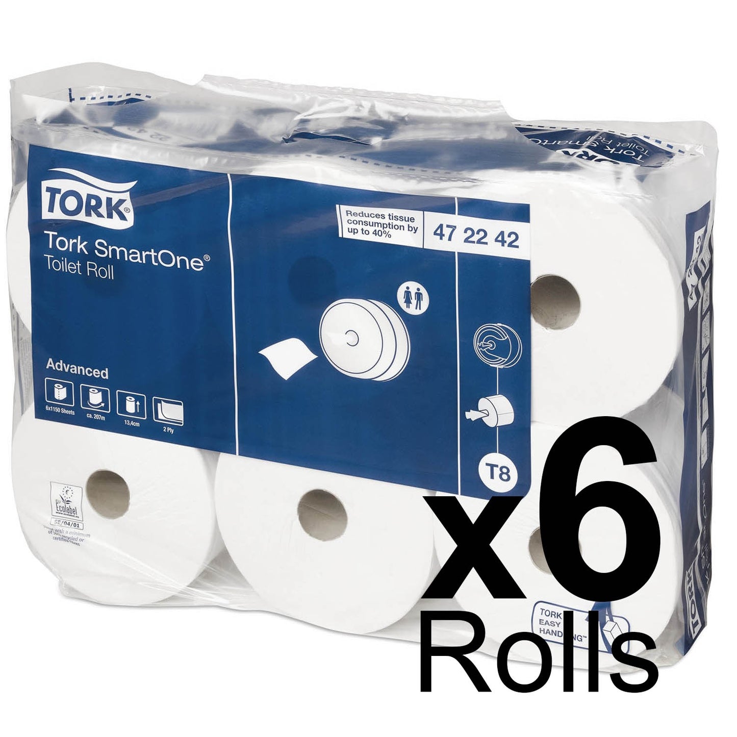 Tork SmartOne Toilet Roll Advanced 2Ply - 472242 -  Case of 6 x 1150 Sheets
