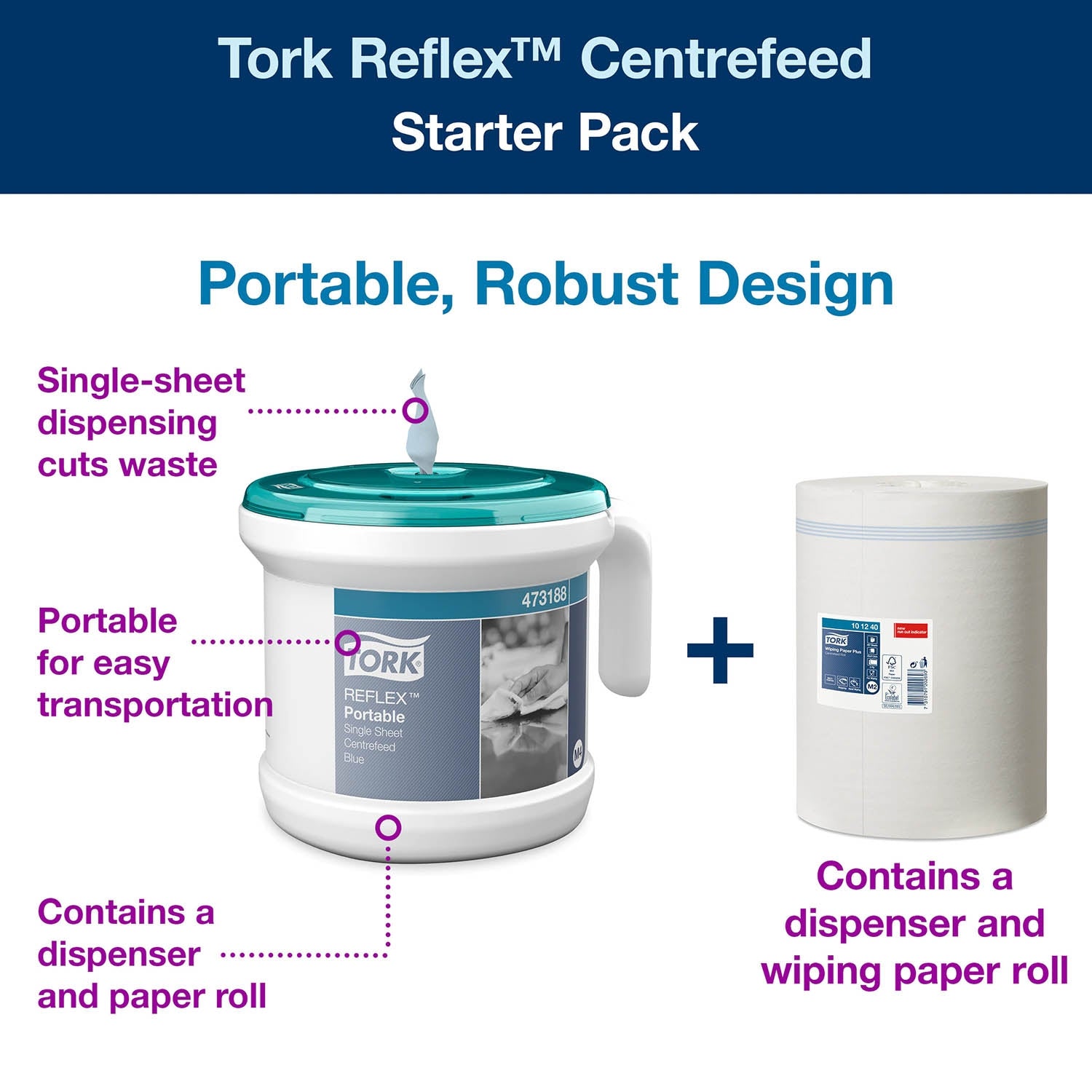Tork Reflex Portable Centrefeed Dispenser System - Tork