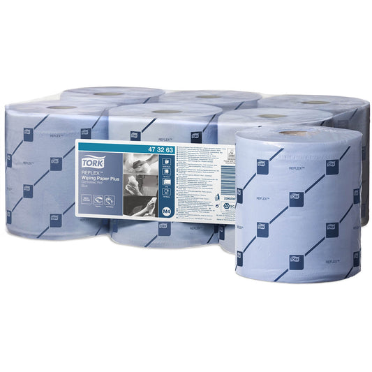 Tork Reflex Centrefeed Roll Blue 2Ply - 473263 - Case of 6 Rolls - 19.4cm x 150m - Tork