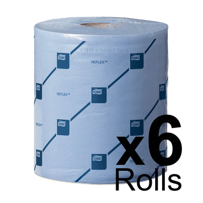 Tork Reflex Centrefeed Roll Blue 2Ply - 473263 - Case of 6 Rolls - 19.4cm x 150m