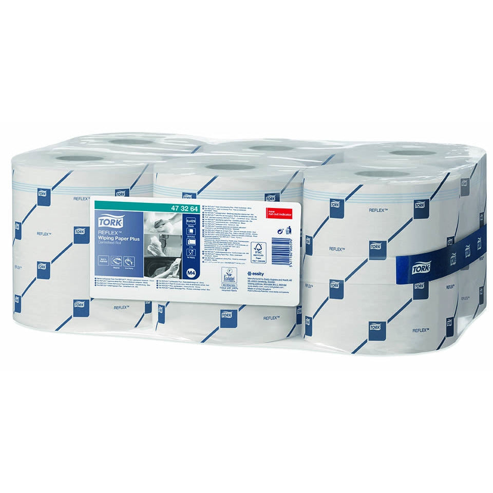 Tork Reflex Wiping Paper Plus White 2Ply - 473264 - Case of 6 x 150m
