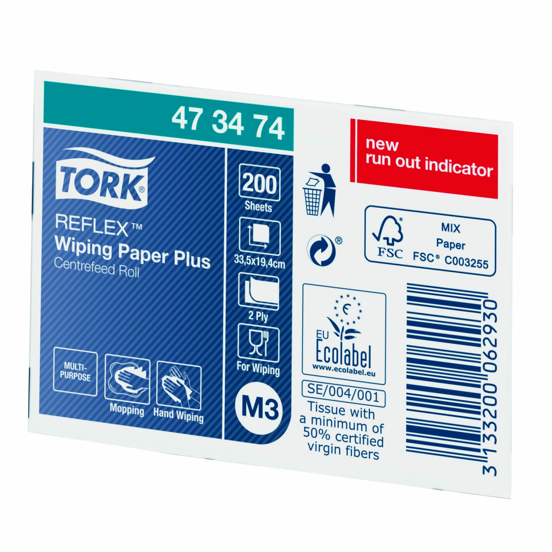 Tork Reflex Centrefeed Roll White 2ply - Case of 9 Rolls - 19.4cm x 67m - Tork