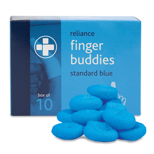 Reliance Finger Buddies Blue - Standard. Box of 10 - Reliance
