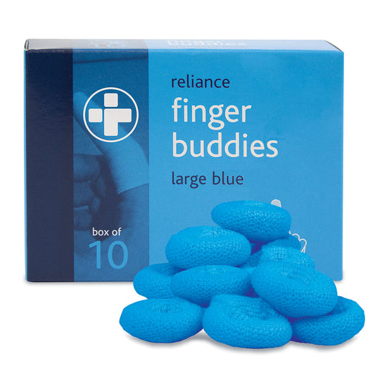 Reliance Finger Buddies Blue - Large. Box of 10 - Reliance