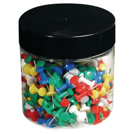 Exacompta 7mm Push Pins, Assorted Colours - Box of 200 - Lyreco