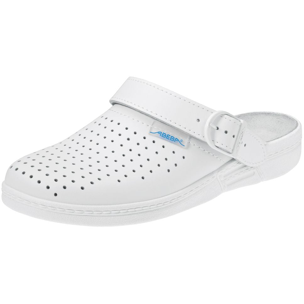 Abeba "Original" Perforated Clog Shoes - White Leather
