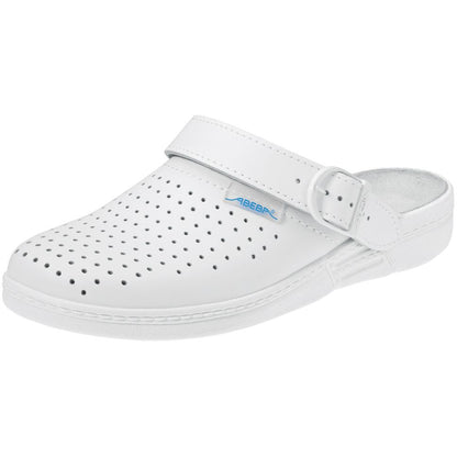 Abeba "Original" Perforated Clog Shoes - White Leather