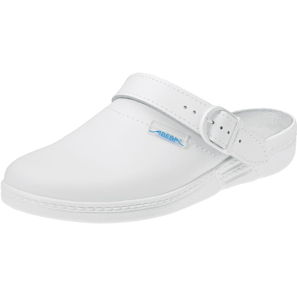 Abeba "Original" Smooth Clog Shoes - White Leather