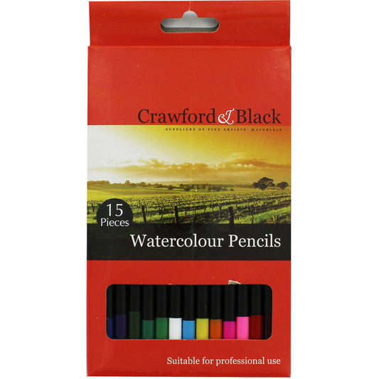 Crawford and Black Artist Watercolour Pencils - Set of 15 - The Works