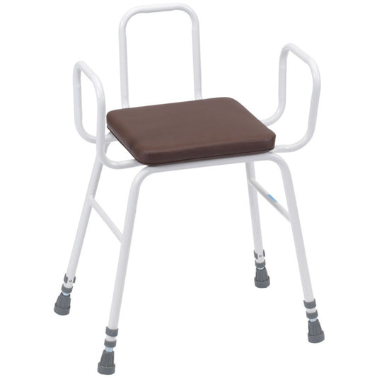 Perching Stool Foam Seat/Back Steel Arms Adjustable Height - 