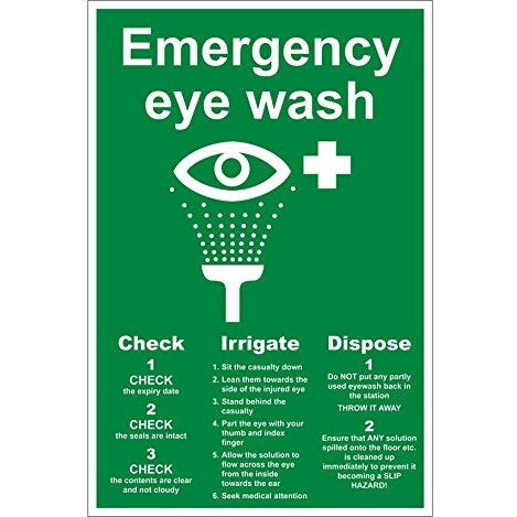 Eye Wash Instruction Sign, 300*200mm Vinyl