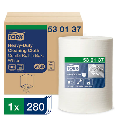 Tork Heavy Duty Cleaning Cloth White 1Ply - 530137 - 1 x 280 Sheets