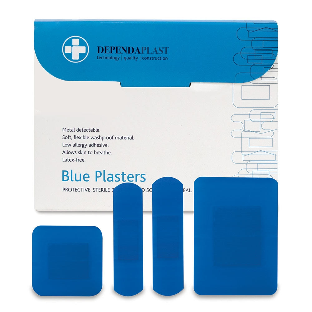 Dependaplast Blue Food Area Plasters Assorted Box Of 100 - UK