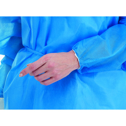 Blue Examination Gown with Long Sleeves & Elastic Cuffs x 50