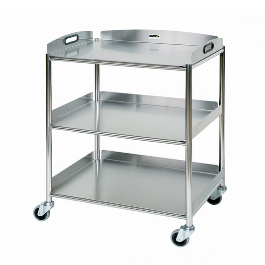 Stainless Steel Surgical Trolley 66x52x86cm (3 x S. Steel Trays)