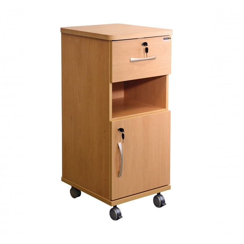 Sunflower NHS Bedside Cabinet with Locking Drawer and Locking Cupboard - Beech - 