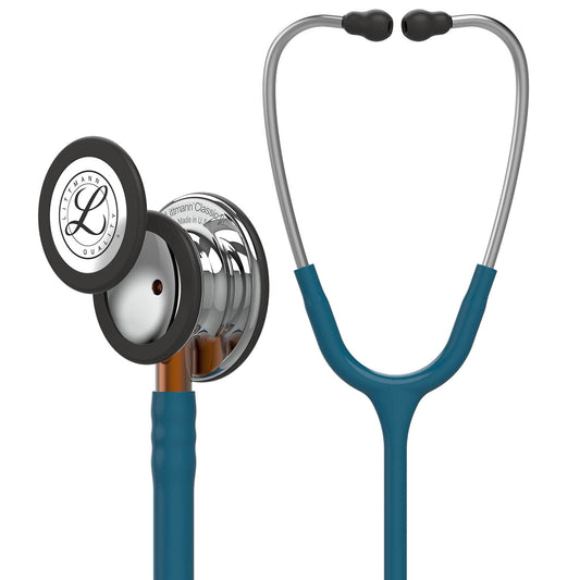 Littmann Classic III Monitoring Stethoscope: Mirror & Caribbean Blue - Orange Stem 5874 - Littmann Stethoscopes