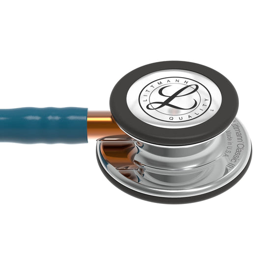 Littmann Classic III Monitoring Stethoscope: Mirror & Caribbean Blue - Orange Stem 5874 - Littmann Stethoscopes