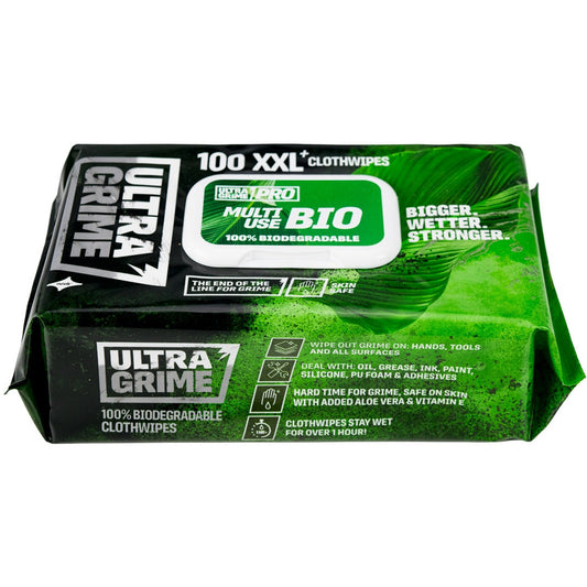 UltraGrime Wipes Pro Biodegradable XXL - Pack of 100 Wipes