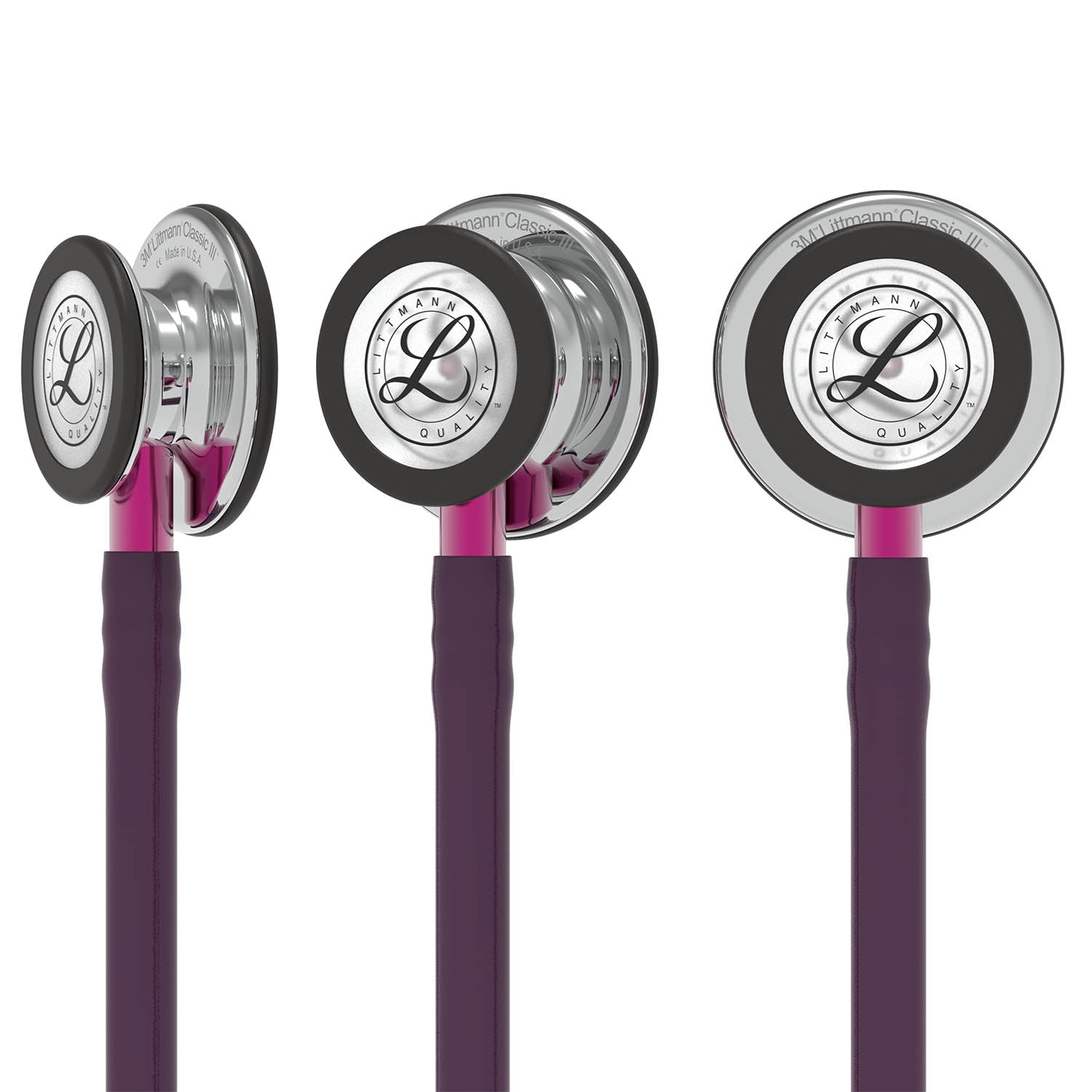 Littmann Classic III Monitoring Stethoscope: Mirror & Plum - Pink Stem 5960 - Littmann Stethoscopes