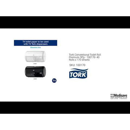 Tork Conventional Toilet Roll Premium 3Ply - 100170- 40 Rolls x 170 Sheets - Tork