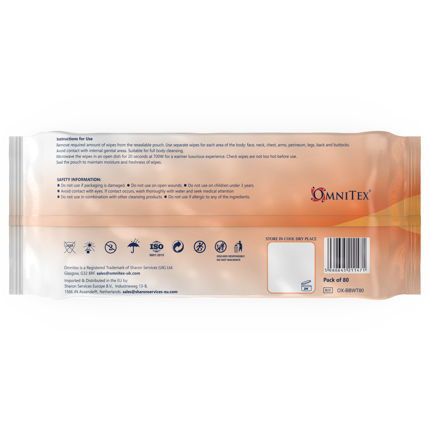 Omnitex Body Cleansing Wipes - Pack of 80 - Omnitex