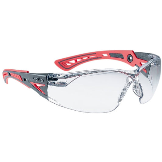 Rush+ Small Safety Glasses - Grey and Coral Arms - Bolle